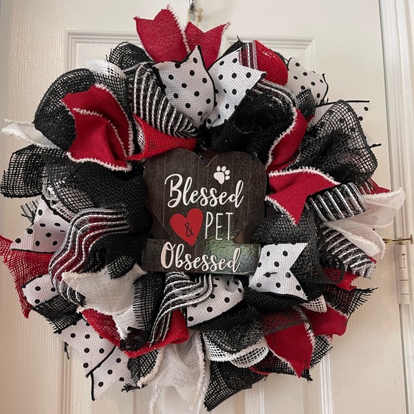 Animal L❤️VER WREATH PET wreath “BLESSED AND PET OBSESSED” 18” FULL LUXE - Picture 1 of 5